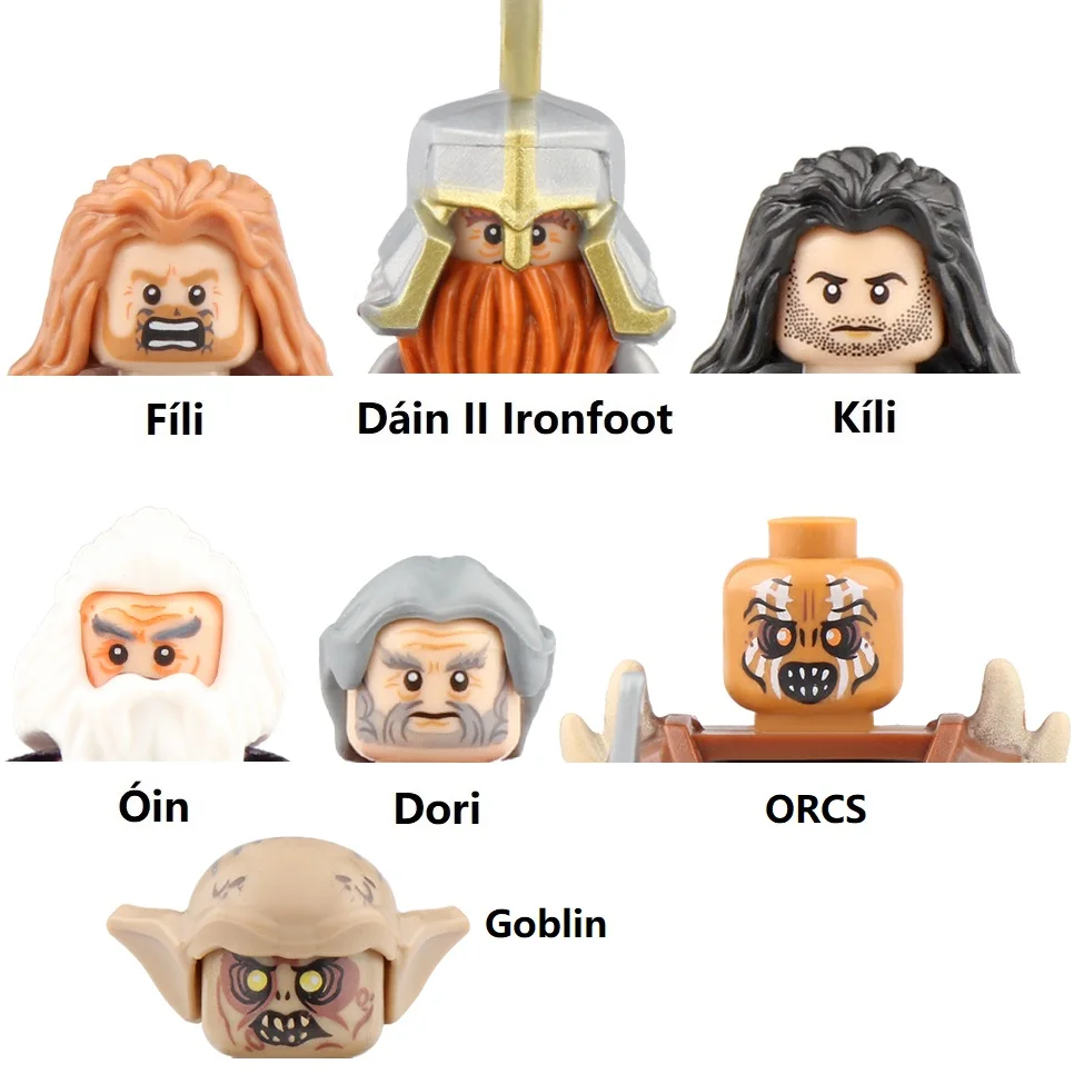 Строительные блоки The Властелин колец Thorin Fili Dain 2 Ironfoot Kili Oin Gloin Dori Goblin ORCS мини