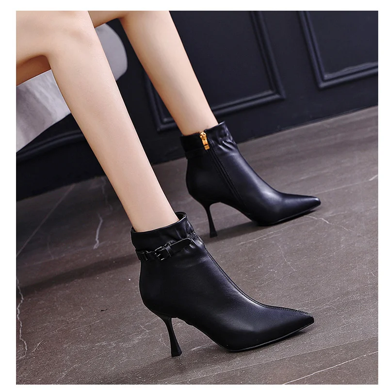 

Новинка Осень-зима 2021, остроносые ботильоны в британском стиле на высоком каблуке, ботинки-мартинсы на шпильке, одноботинки, ботильоны