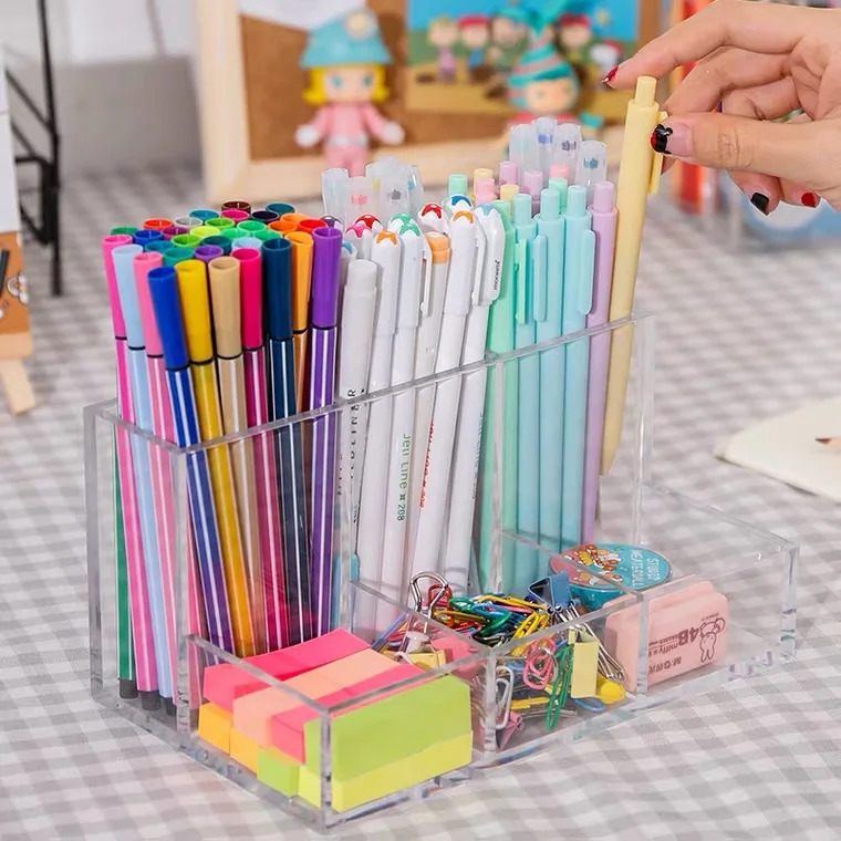 

Multifunction 6 Grids Pen Holder Desktop Stationery Organizer Large Capacity Makeup Brush Storage Box Pencil Stand Dropshipping