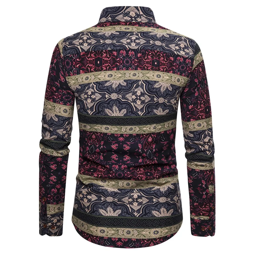 KANCOOLD мужская повседневная рубашка комбинированная с принтом обычная