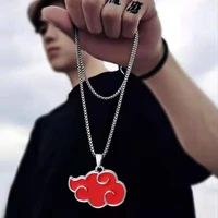 akatsuki red cloud pendant necklace for women narutos anime accessories itachi titanium jewelry cartoon mens neck chains gift