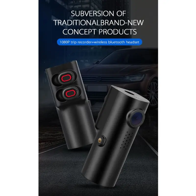 

Wifi Driving Recorder With TWS Headset 1080P Voice Control Smart Car Electronic