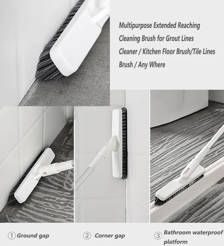 

Telescopic Floor Cleaning Brush Long Reach Grout Brush Long Handle Tiles Corner Wall Mop Bristles Brush Household Bristle Brush