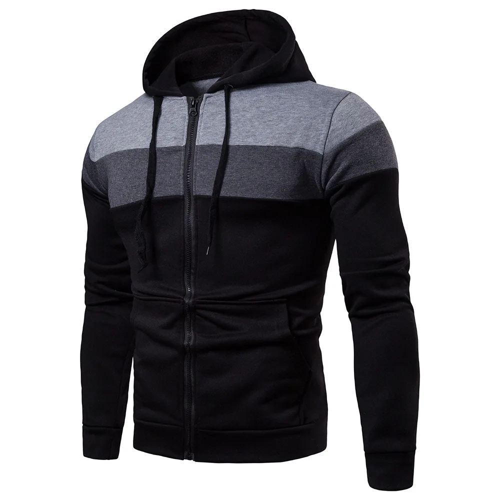 

ZOGAA 2021 Autumn And Winter New Men's Solid Color Stitching Sleeve Casual Cardigan Hooded Men's Sweater Fashion Casual Hoodie