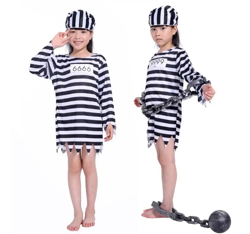 Маскарадный костюм на Хэллоуин одежда в полоску для подростков детская