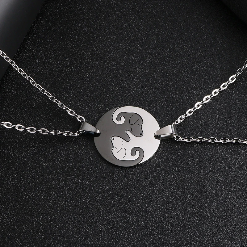 

Friendship Gifts Pendant Stainless Steel Couple Necklace Set Cute Dog Zodiac Matching Necklace Jewelry Alt Accessories