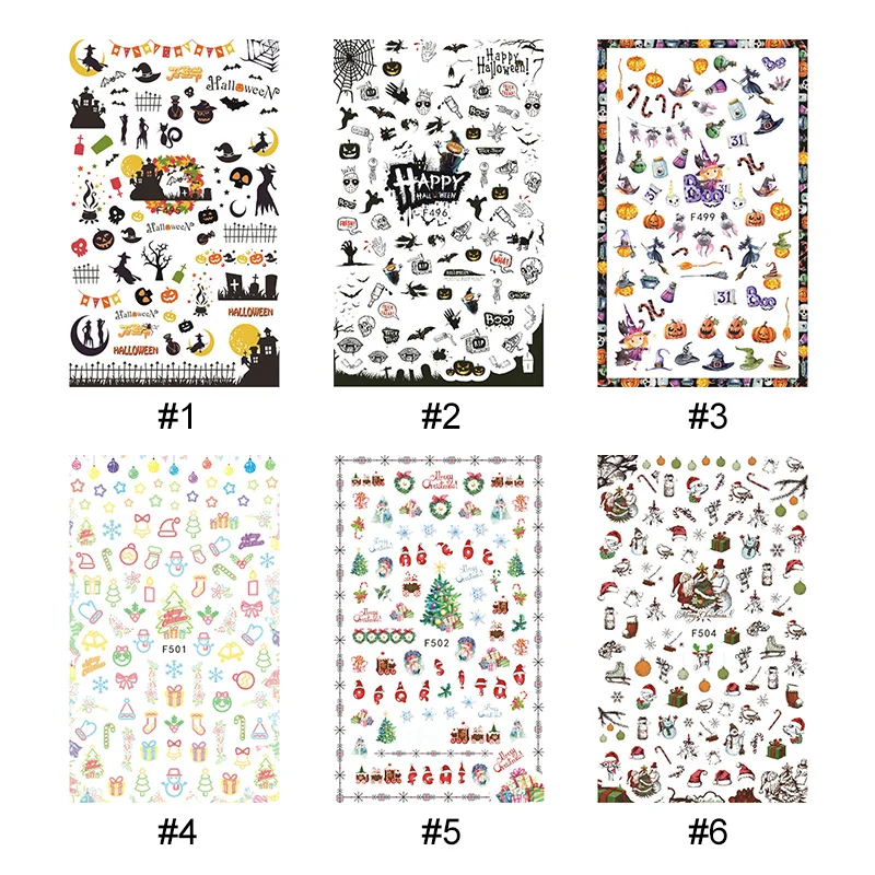 1 шт. наклейки для ногтей переводные на ногти Рождество и Хэллоуин смешанные