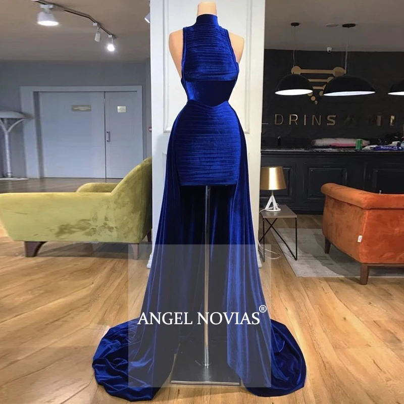 Angel Novias Длинные Элегантные королевский синий Арабский вечерние платья без