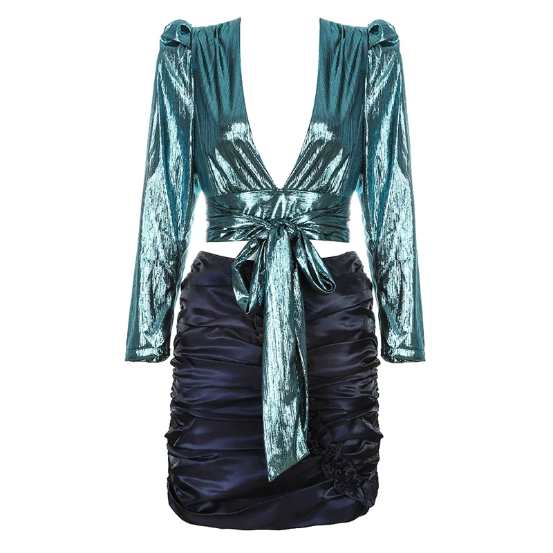 Женский комплект из двух предметов Bqueen костюм с драпировкой коротким топом и