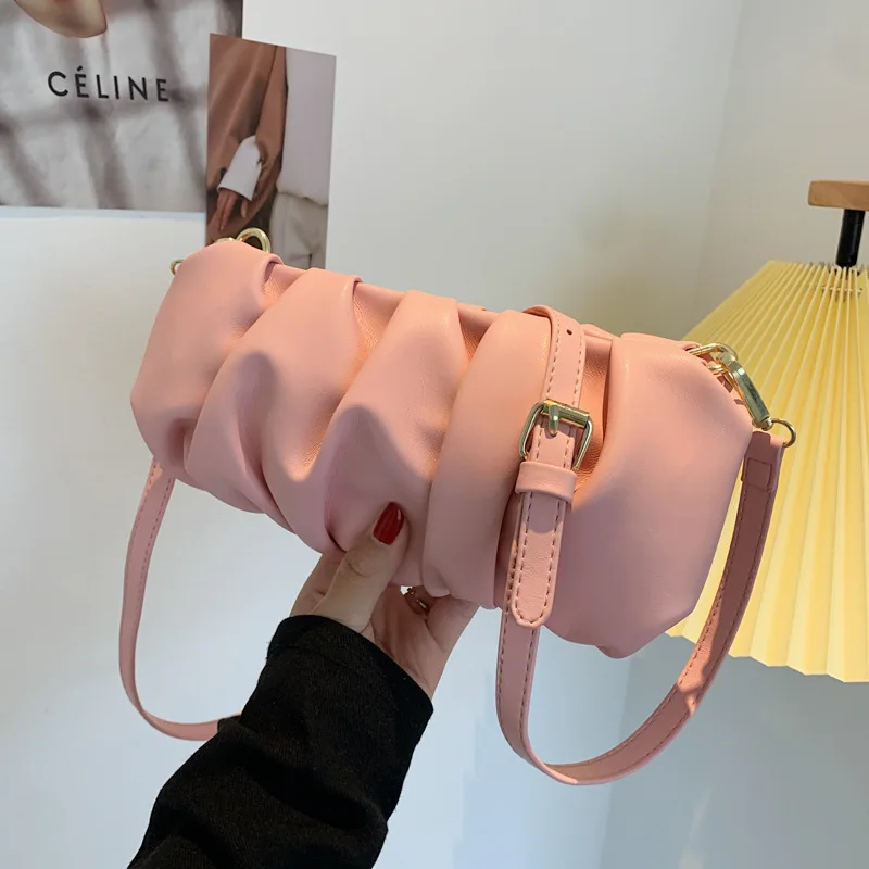 

Folded cloud bag female 2021 summer new style small square bag versatile one-shoulder messenger bag white niche underarm bag lad