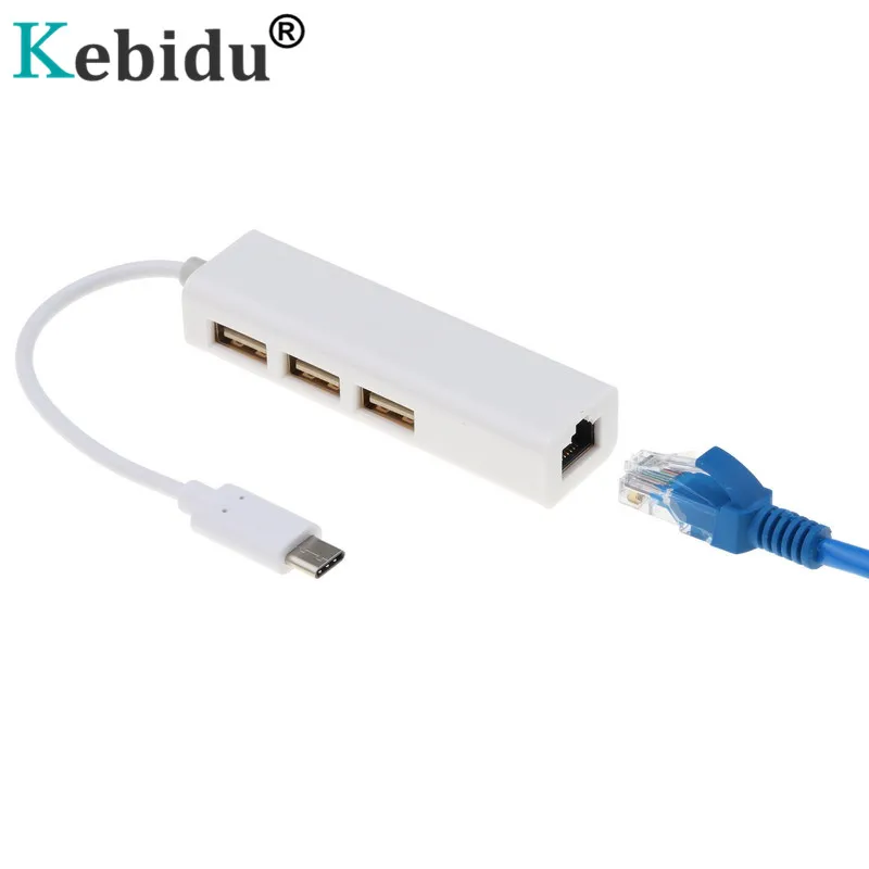 kebidu USB Type C HUBs To RJ45 Adapter Ethernet LAN Cable Network Card 3.1 2.0 Data Transfer for Macbook | Компьютеры и офис