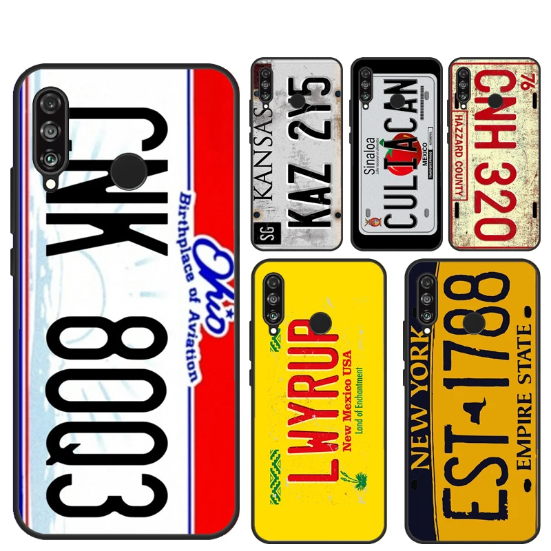 Чехол для телефона в стиле ретро с номерным знаком Huawei P40 Lite P30 P20 Pro P Smart 2021 2019 Mate 10 20