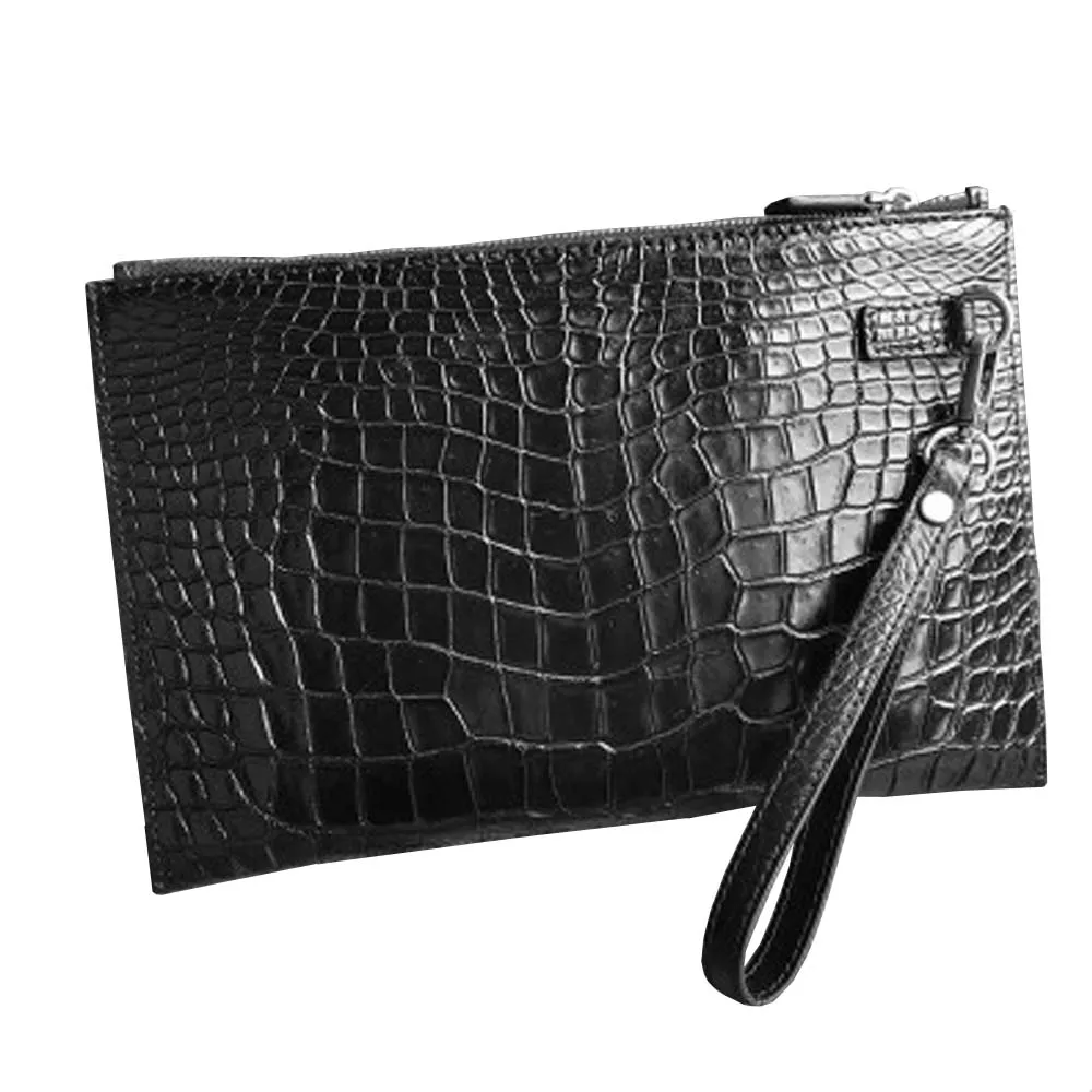 

hongsen crocodile leather men clutch bag thin large capacity Leisure clip package male Hand caught bag man wallet