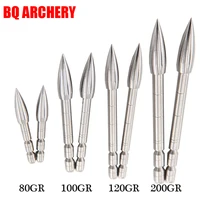 12pcs arrowheads target point carbon steel broad head 80100120150200grain for id 4 2 mm arrow shaft archery practice