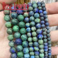 natural stone dull polish matte lapis lazuli chrysocolla azurite agates stone beads forjewelry making diy 4 6 8 10mm 15 strand