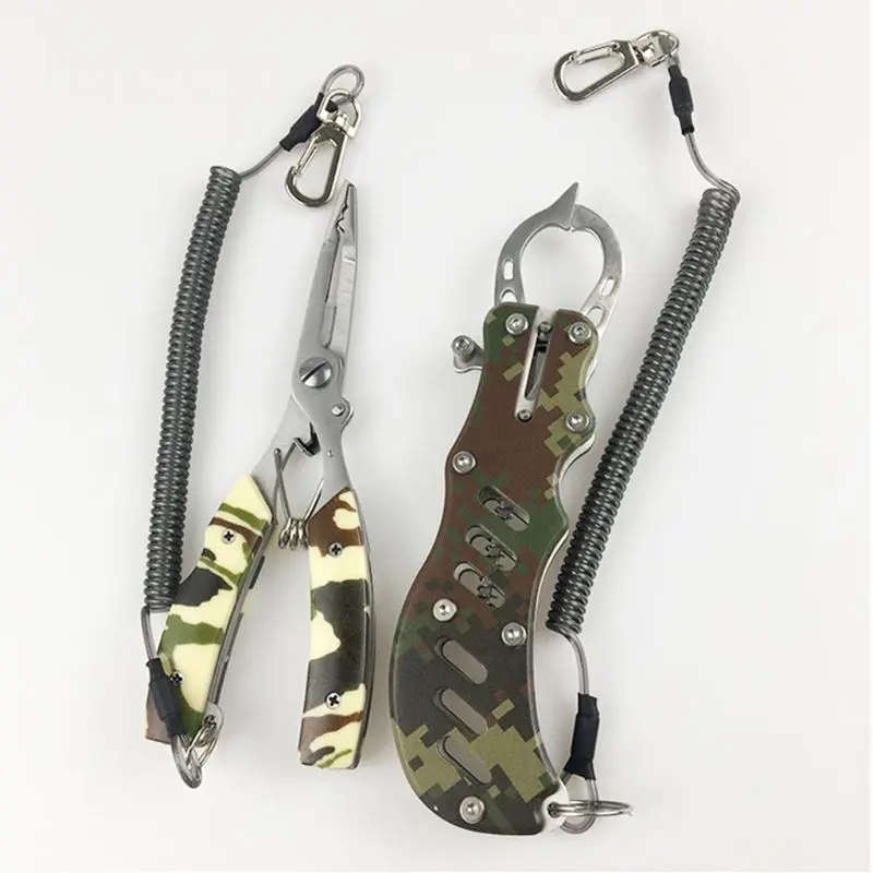 

Stainless Steel Camouflage Fishing Pliers and Fish Lip Gripper Holder Tools Set Drop Shipping
