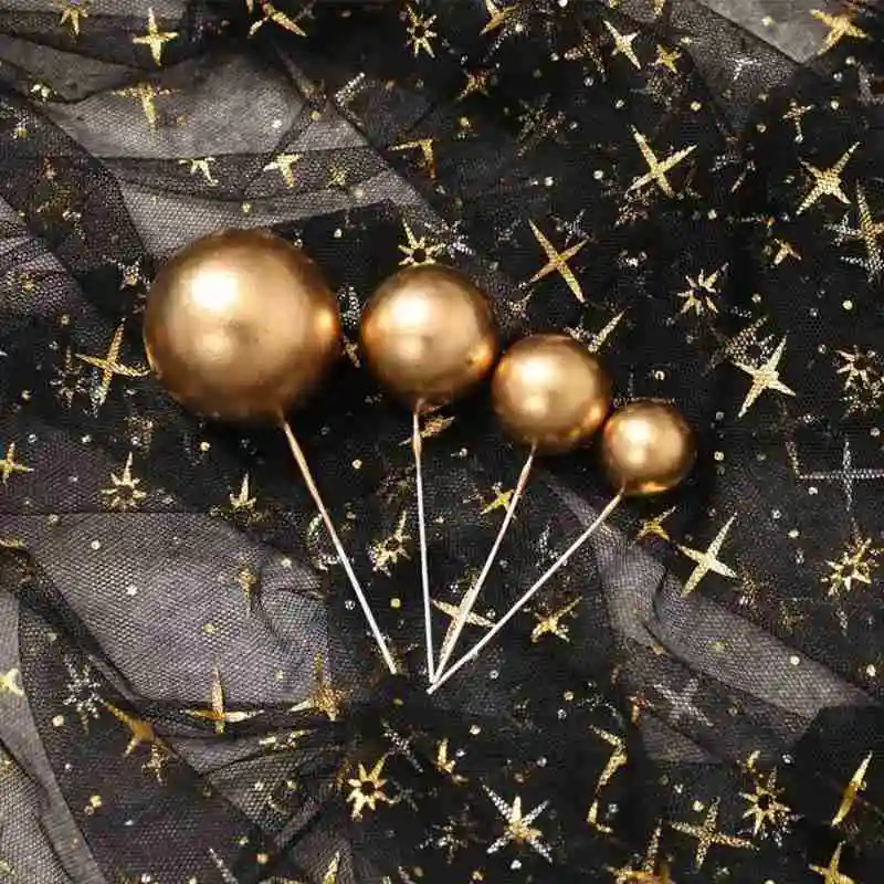 

Creative Golden Birthday Party Topper Ball Decoration Round Cold Wind Style Bubble Round Cake Insert Card