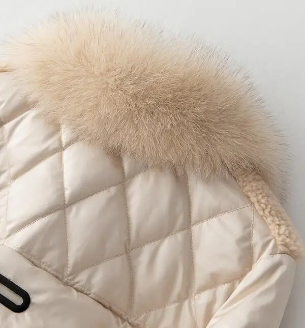 Real Fur Coat Female Wool Jacket Fox Fur Collar Sheep Shearling Autumn Winter Coat Women Clothes Korean Down Coat ZT4287