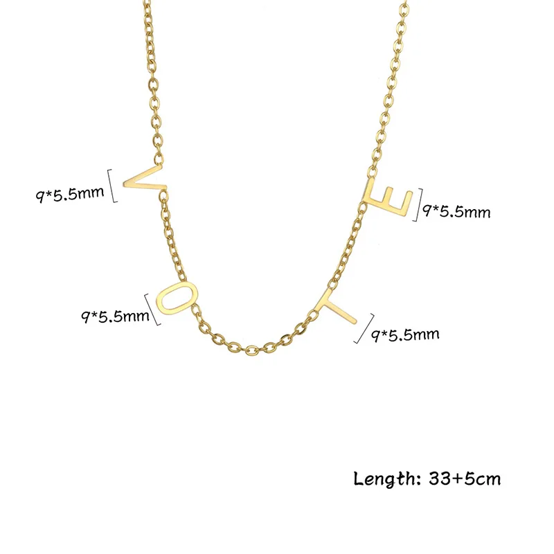 

Hiyong Custom Letter Necklace VOTE Name Personalized Necklaces Former First Lady Michelle Obama Wears Same VOTE Freedom Equality