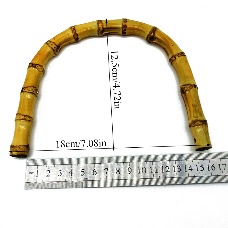 brown side hole D Shape Handle for Handmade Handbag 1PC Bamboo Handle for Handcrafted Handbag Handles For DIY Bags Purse Frame 2 Colors - Цвет: brown side hole