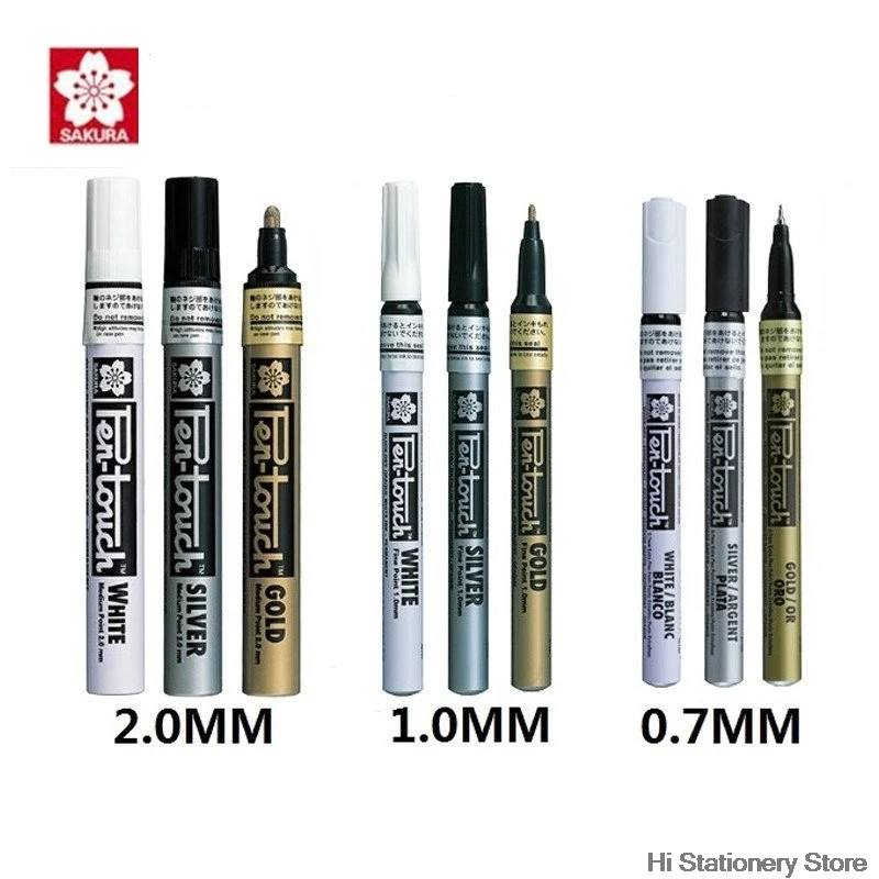 

1Pc Sakura High Light Paint Marker Signature Pen Metal Marker Pen for greeting card 0.7 /1.0 /2.0mm Gold/Silver/White Colors