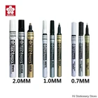 1 шт. яркий маркер для краски Sakura, маркер для подписи, металлическая ручка для поздравительной открытки 0,71,02,0 мм золотистогосеребристогобелого цветов