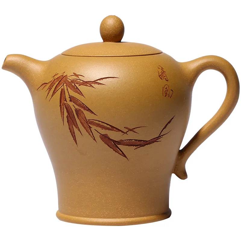 

Exquisite bamboo shadow jade hat purple clay teapot handmade Yixing original Mine Mud household teapot gift