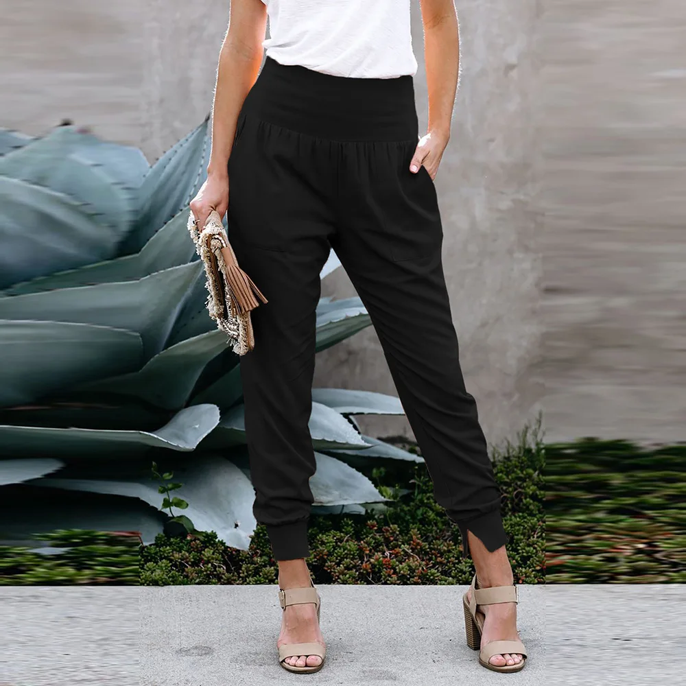 

Брюки женские летние, тренировочные, с высокой талией, 2021