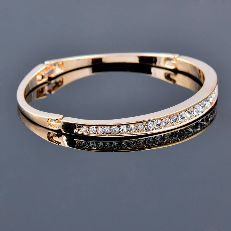 SINLEERY просто однорядные кубического циркония браслеты из розового золота Цвет