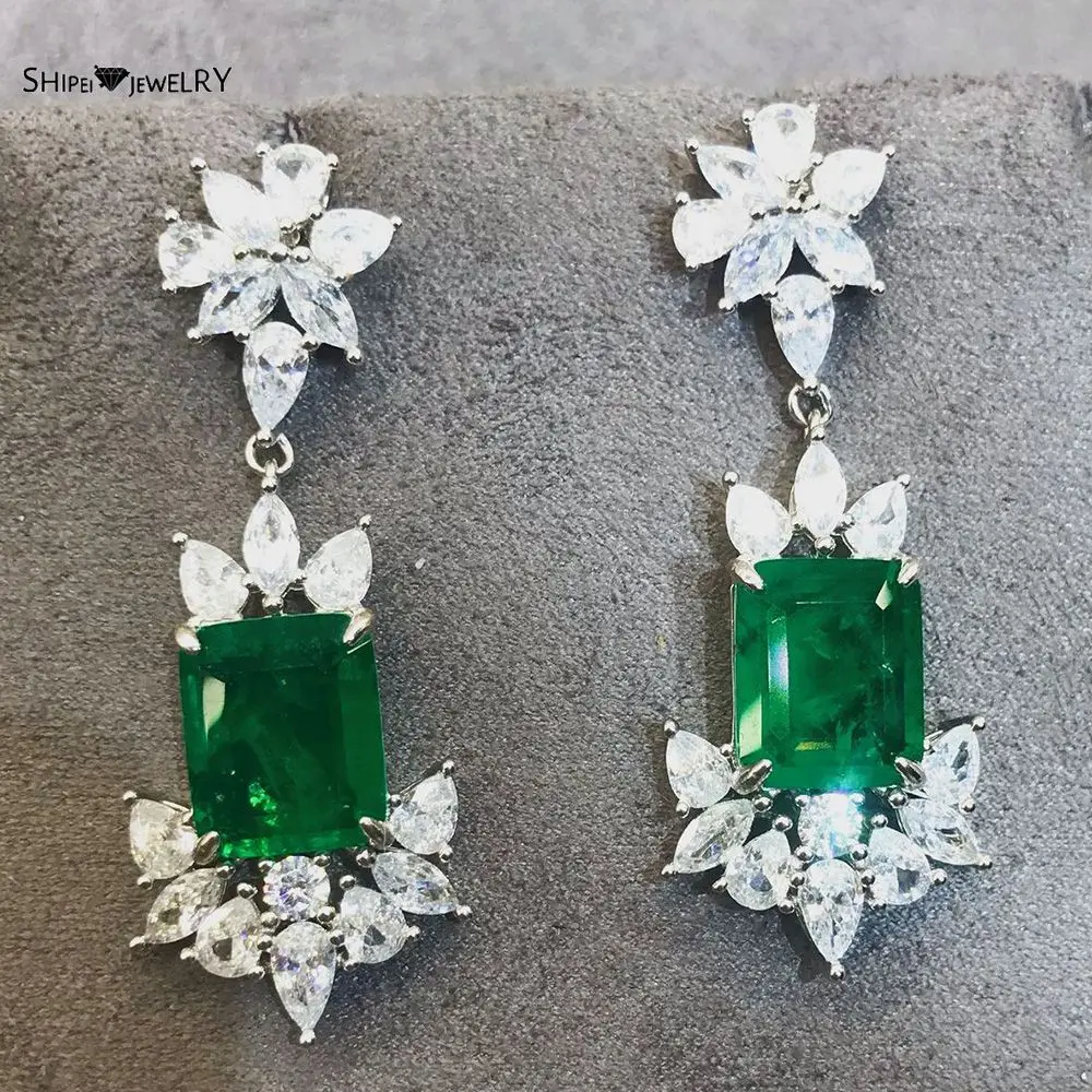 

Винтажные серьги-подвески Shipei из искусственного серебра с изумрудом