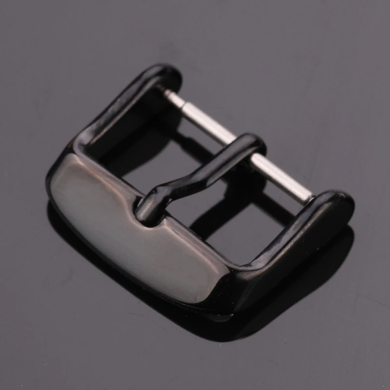 HENGRC Watch Buckle 16 18 20 22 24mm Polished Black Glod Solid Stainless Steel Watchband Strap Clasp Accessories
