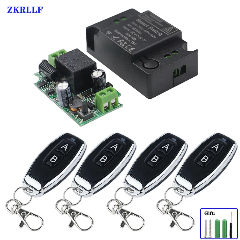 Wireless Remote Control Switch AC 110V 220V 1CH Receiver  Module and RF Transmitter For Smart Home LED Light Remote Control DIY
