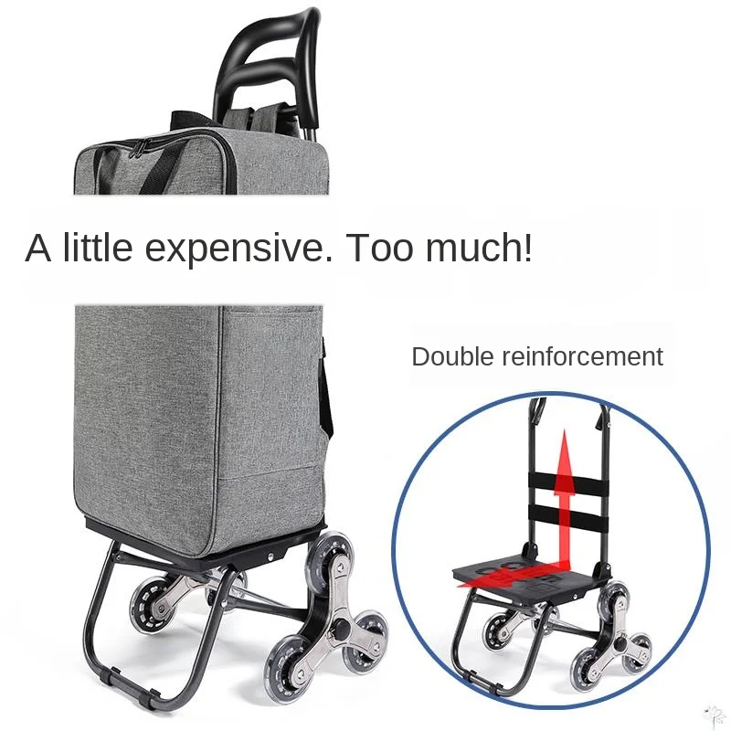 

Foldable shopping cart, wheel-folding luggage cart, large trunk, waterproof, portable