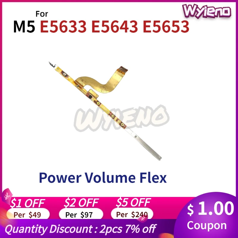 

Wyieno E5653 Switch on/off Volume Ribbon For Sony M5 E5603 E5606 E5633 Power Button Flex Cable Replacement Parts + Tracking