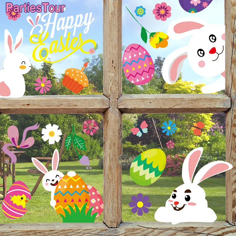 

Easter Window Stickers Easter Cute Bunny Window Cling Decor Egg Bunny Chick Carrot Home Office Kids School Party Decorations