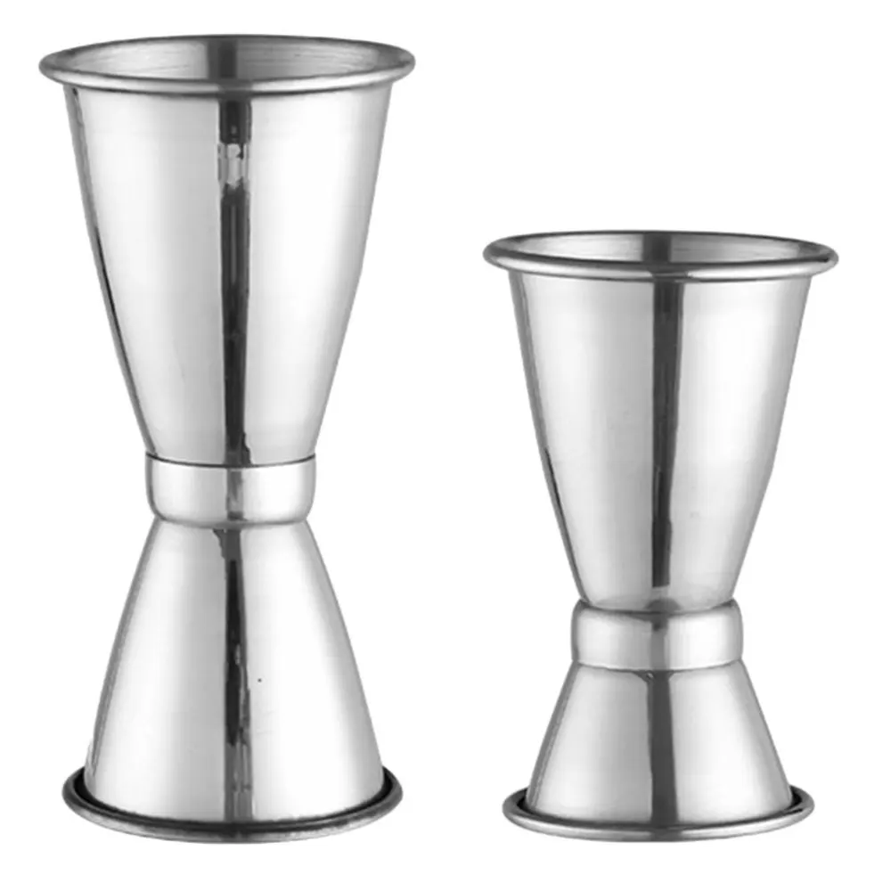 

2Pcs Stainless Steel Bartending Cocktail Ounce Cups Measuring Jiggers (Silver)