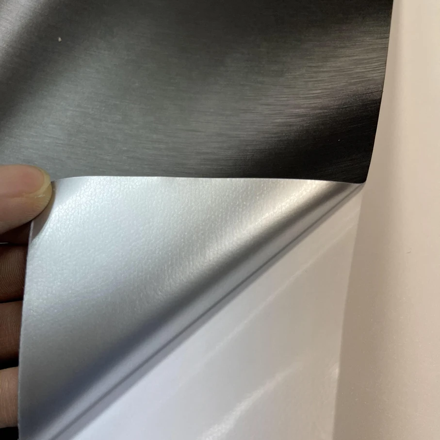 

Gunmetal Gray Brushed Metallic Steel Vinyl Wrap Roll with Air Release Technology DIY Motorbike Car Stickers Decals