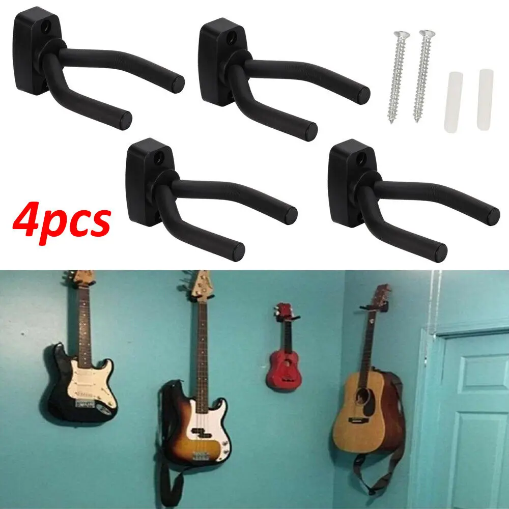

4 Pieces Of Wall-Mounted Guitar Hanger Hook Non-Slip Bracket Suitable For Acoustic Guitar Bass Musical Instrument Accessories
