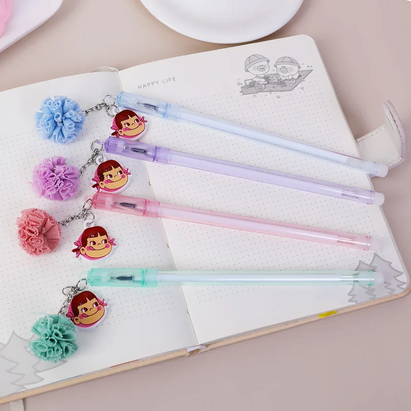 

20 штук в виде мультяшной девочки кулон нейтральный ручка Канцелярия для учеников записи 0,5 мм черный цифровым пером чистый красный кулон во...