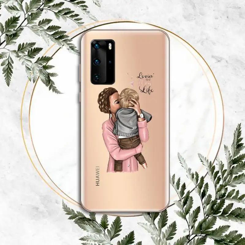 

Mom and baby-1 Phone Case Clear Transparent for huawei honor P 40 30 20 lite Pro 10 i 8 9 x p smart 2019