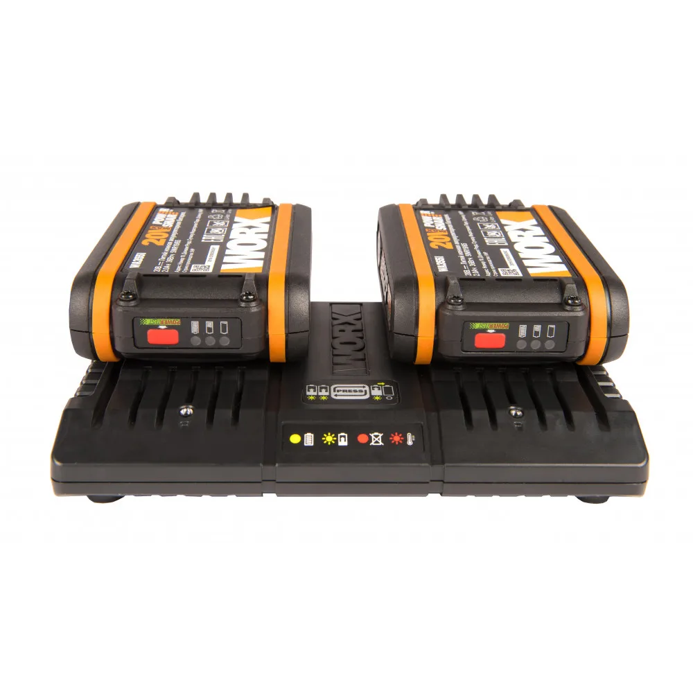 Комплект WORX WA3610: Двойное зарядное устройство WA3869 2*1A 20В 2 Аккумулятора WA3553 4А*ч