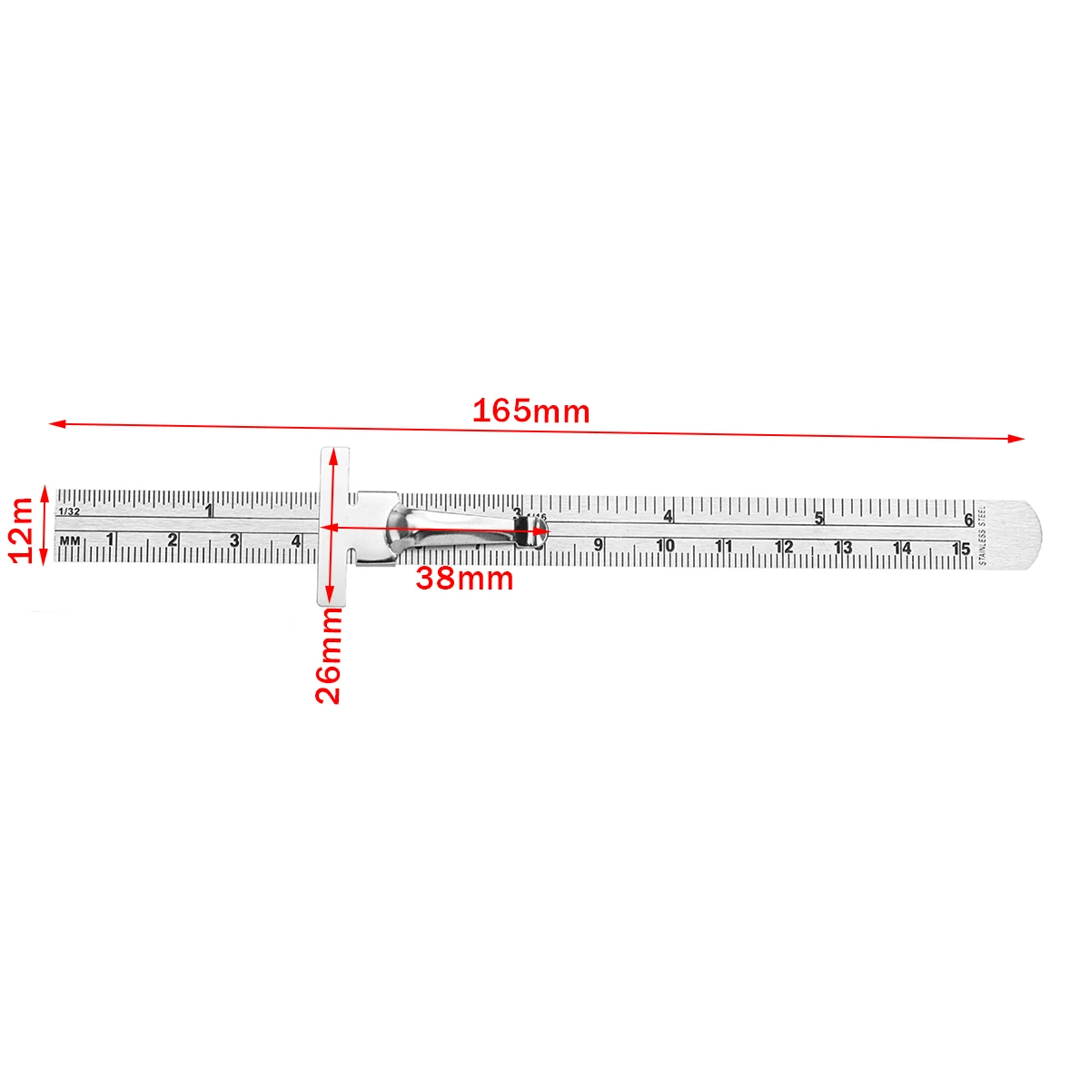 6&quot 0-150mm Stainless Steel Standard Rule Depth Length Gauge Scale Marking Measuring Tool with Detachable Clip Easy To Use/Carry |