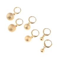beads ear buckle wedding jewelry gold plated round ball drop hoop earrings for women