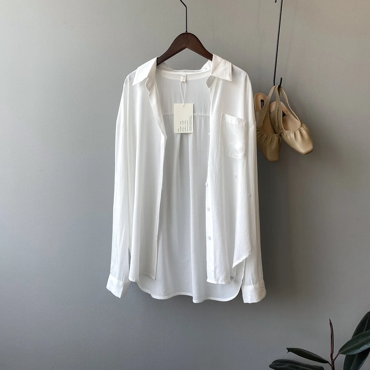 

COZOK Tian Si Shirt Women's 2021 Summer New Korean Version Loose and Thin Temperament Thin Long Sleeve Shirt 5908