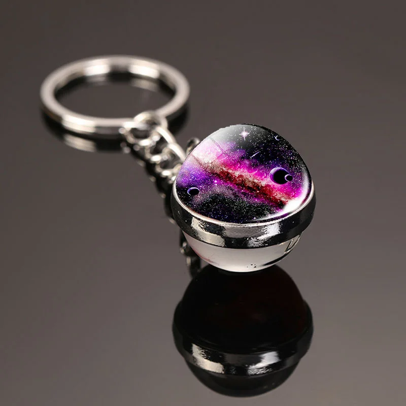 Брелок для ключей автомобиля с солнечной системой двусторонний стеклянный