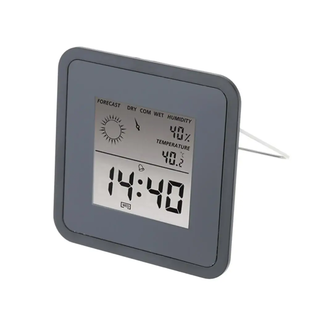 

Plastic Thermometer Hygrometer Clock Electronic Meter 12/24h Indoor Black