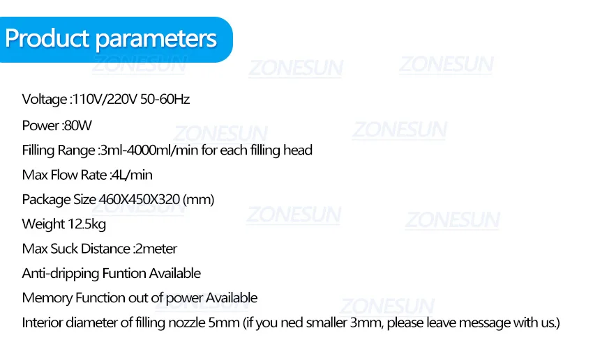 ZONESUN Электрический насос с цифровым управлением, разливочная машина для жидкости 3-4000 мл, для флаконов, флаконов, наполнителя воды для отжима сока и масла с 6 головками
