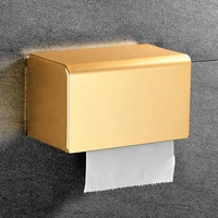 gold bathroom tissue box aluminum waterproof toilet paper roll holder lavatory shelf wall mounted nail punched bath hardware