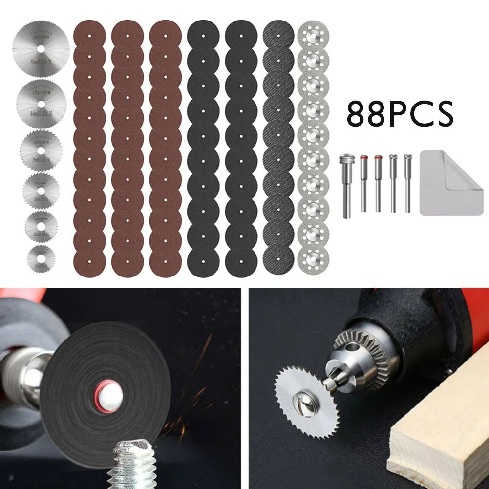 

88Pcs Diamond Cutting Wheels For Dremel Rotary Tool Die Grinder Metal Cut Off Disc Emery Combination Saw Blade Set Tool