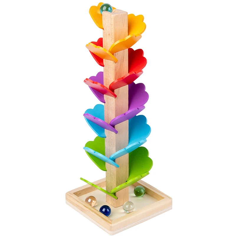 &Aacute;rbol de Canto de madera creativo para ni&ntilde;os, arco&iacute;ris, juego de pelota interactivo, juguetes educativos de aprendizaje-5